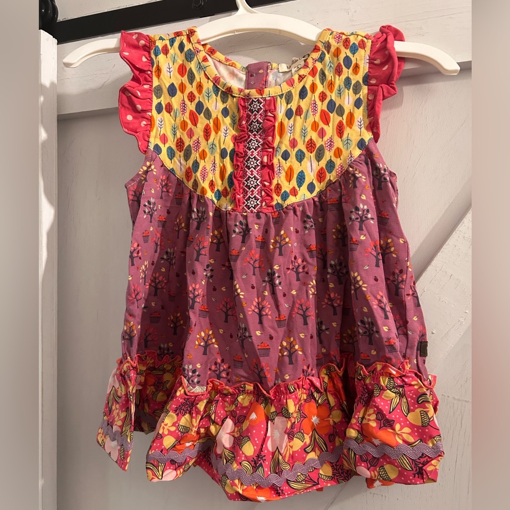 NWT- Matilda Jane Saffron Odette Flutter Top Pink & Yellow Bohemian Yoke- size 4